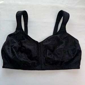 Just My Size by Hanes Black Front‎ Closure Bra DD42/95 Wireless Support Soft Cup